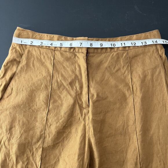 diane von furstenberg Burnt Orange Linen Blend Wide Leg Pants Sz 6 189 - Picture 4 of 7